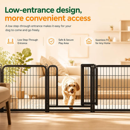 24In 16 Panels Dog Playpen Metal Pet Fence for Yard RV Camping | Sturdy Heavy-Duty Metal Frame with Secure Latch Gate, Tool-Free Assembly, Folds Flat, Ideal for Small Dogs and Puppies